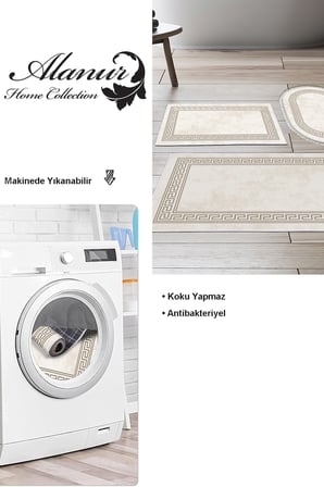 Dekoreko Kaymaz Taban Djt 3 Lü Banyo Paspas Takımı Star Pamuk Karışık Modern 626M