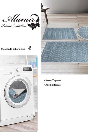 Dekoreko Kaymaz Taban Djt 3 Lü Banyo Paspas Takımı Trend Karışık Iskandinav F5084