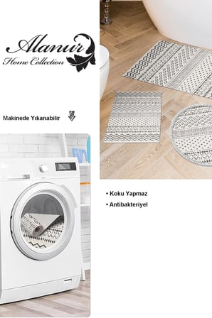 Dekoreko Kaymaz Taban Djt 3 Lü Banyo Paspas Takımı Trend Karışık Iskandinav F5086