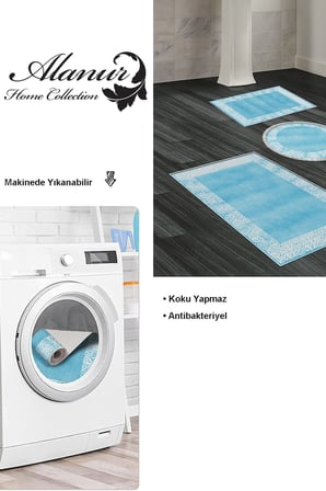 Dekoreko Kaymaz Taban Djt 3 Lü Banyo Paspas Takımı Trend Karışık Modern 1460