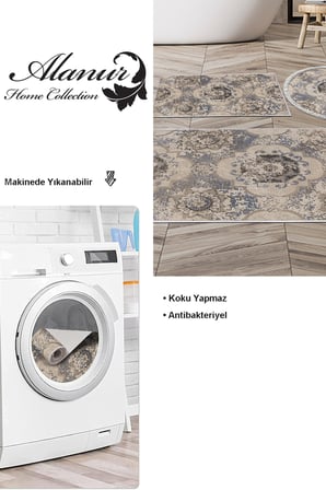 Dekoreko Kaymaz Taban Djt 3 Lü Banyo Paspas Takımı Trend Karışık Modern 1903M