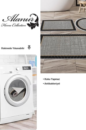 Dekoreko Kaymaz Taban Djt 3 Lü Banyo Paspas Takımı Trend Karışık Modern 604M