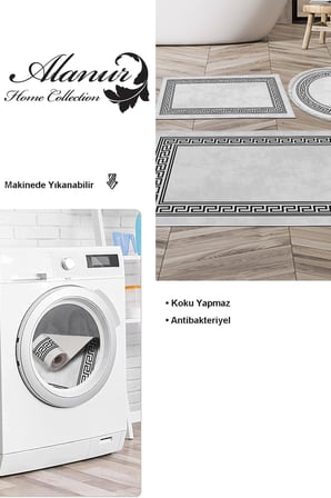 Dekoreko Kaymaz Taban Djt 3 Lü Banyo Paspas Takımı Trend Karışık Modern 626M