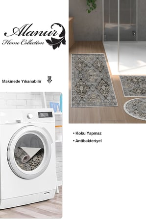 Dekoreko Kaymaz Taban Djt 3 Lü Banyo Paspas Takımı Trend Karışık Modern 659M
