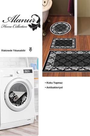 Dekoreko Kaymaz Taban Djt 3 Lü Banyo Paspas Takımı Trend Karışık Modern 700M