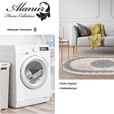 Dekoreko Kaymaz Taban Djt Salon Halısı Star Pamuk Saçaklı Oval Modern 1319