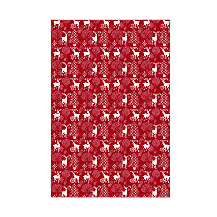 Alanur Home Yılbaşına Özel Pamuk Dijital Yıkanabilir Halı Chr3M