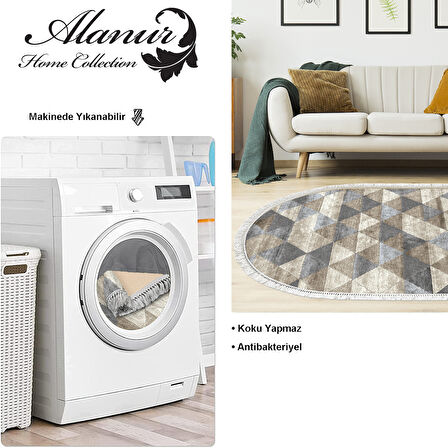 Dekoreko Kaymaz Taban Djt Salon Halısı Yıldız Deri Saçaklı Oval İskandinav 661M