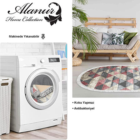 Dekoreko Kaymaz Taban Djt Salon Halısı Yıldız Deri Saçaklı Oval İskandinav 661M