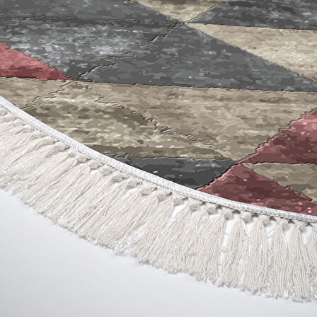 Dekoreko Kaymaz Taban Djt Salon Halısı Yıldız Deri Saçaklı Oval İskandinav 661M