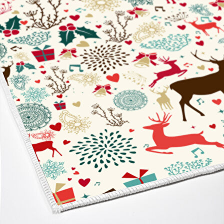 Alanur Home Yılbaşına Özel Keçe Dijital Yıkanabilir Halı Chr13M