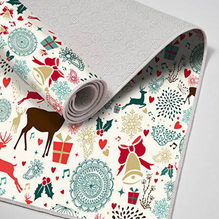 Alanur Home Yılbaşına Özel Keçe Dijital Yıkanabilir Halı Chr13M