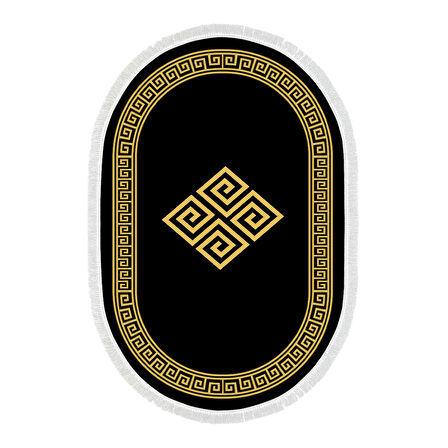 Dekoreko Kaymaz Taban Djt Salon Halısı Yıldız Deri Saçaklı Oval Modern 656M