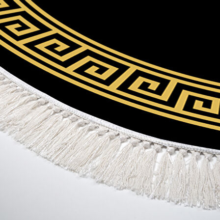 Dekoreko Kaymaz Taban Djt Salon Halısı Yıldız Deri Saçaklı Oval Modern 656M