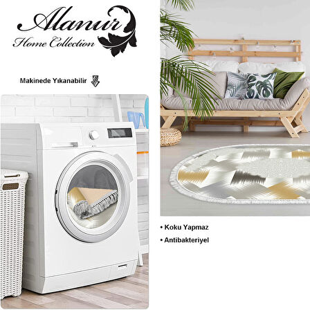 Dekoreko Kaymaz Taban Djt Salon Halısı Yıldız Deri Saçaklı Oval Modern S1030