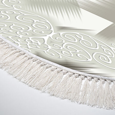 Dekoreko Kaymaz Taban Djt Salon Halısı Yıldız Deri Saçaklı Oval Modern S1030