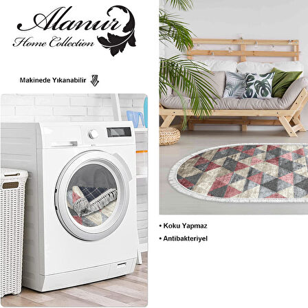 Dekoreko Kaymaz Taban Djt Salon Halısı Star Pamuk Saçaklı Oval İskandinav 661M