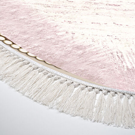 Dekoreko Kaymaz Taban Djt Salon Halısı Star Pamuk Saçaklı Oval Modern 1342