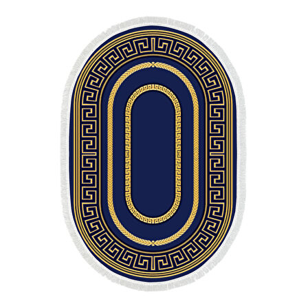 Dekoreko Kaymaz Taban Djt Salon Halısı Star Pamuk Saçaklı Oval Modern 651M