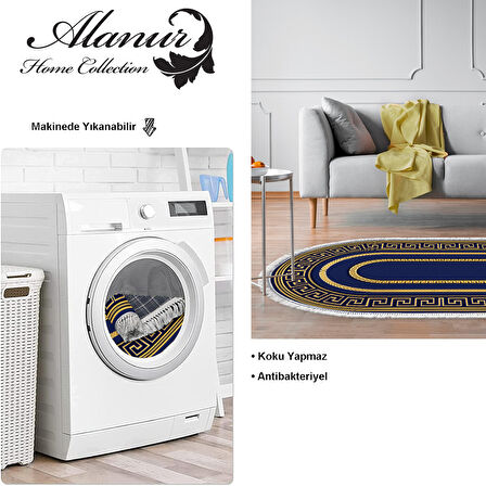 Dekoreko Kaymaz Taban Djt Salon Halısı Star Pamuk Saçaklı Oval Modern 651M