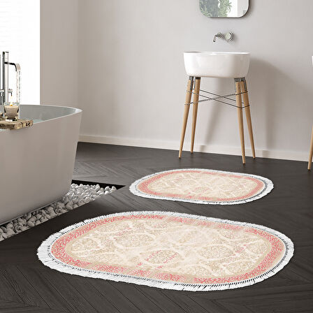 Eko Trend Djt 2 Li Yıkanabilir Kaymaz Taban Oval Banyo Paspas Klozet Takımı 1376 Klasik