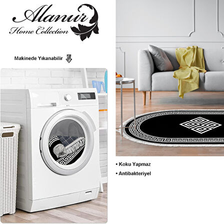 Dekoreko Kaymaz Taban Djt Salon Halısı Star Pamuk Saçaklı Oval Modern 656M