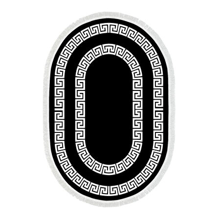 Dekoreko Kaymaz Taban Djt Mutfak Halısı Yıldız Deri Saçaklı Oval Modern 650M