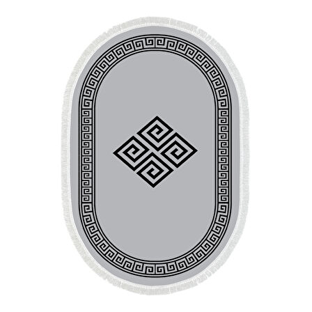 Dekoreko Kaymaz Taban Djt Mutfak Halısı Yıldız Deri Saçaklı Oval Modern 656M