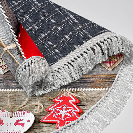 Alanur Home Yılbaşına Özel Pamuk Dijital Yıkanabilir Yuvarlak Halı Chr14M