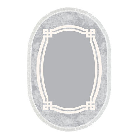 Dekoreko Kaymaz Taban Djt Mutfak Halısı Yıldız Deri Saçaklı Oval Modern 657M