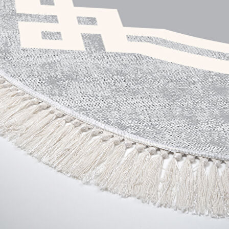 Dekoreko Kaymaz Taban Djt Mutfak Halısı Yıldız Deri Saçaklı Oval Modern 657M