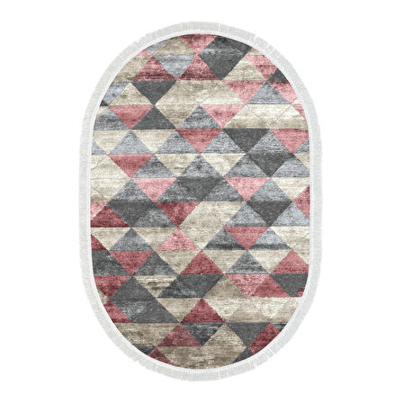 Dekoreko Kaymaz Taban Djt Mutfak Halısı Star Pamuk Saçaklı Oval İskandinav 661M