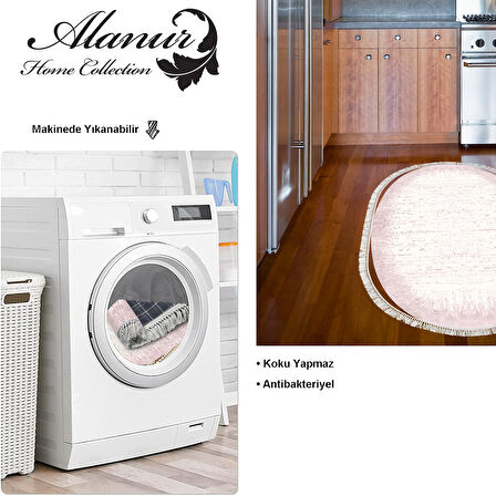 Dekoreko Kaymaz Taban Djt Mutfak Halısı Star Pamuk Saçaklı Oval Modern 1342