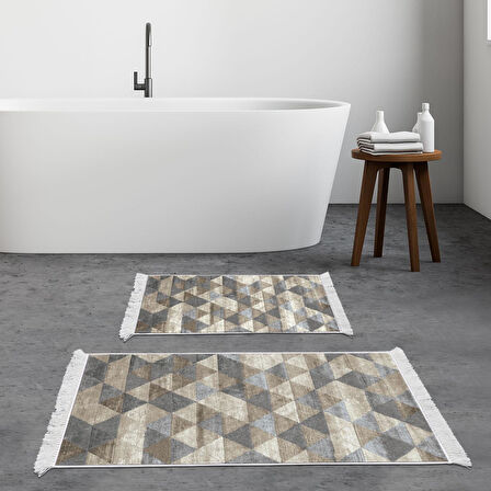 Eko Trend Djt 2 Li Yıkanabilir Kaymaz Taban Banyo Paspas Klozet Takımı 661 Iskandinav