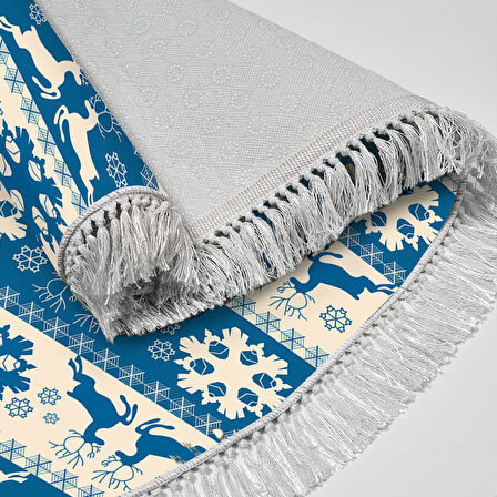 Alanur Home Yılbaşına Özel Keçe Dijital Yıkanabilir Oval Halı Chr5M