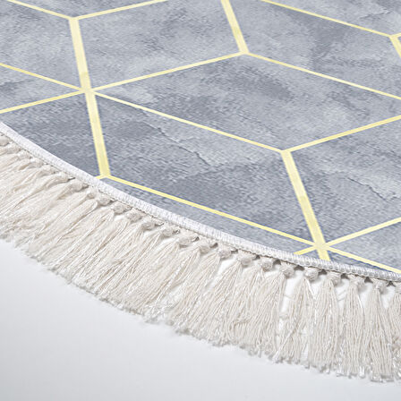 Dekoreko Kaymaz Taban Djt Salon Halısı Trend Saçaklı Oval Modern 627M