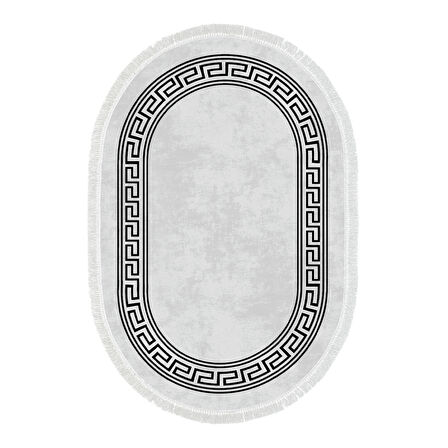 Dekoreko Kaymaz Taban Djt Mutfak Halısı Trend Saçaklı Oval Modern 626M