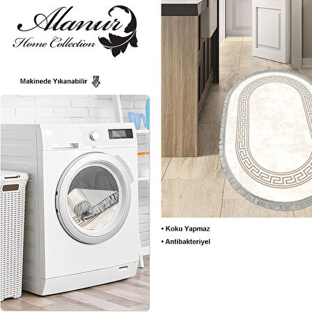 Dekoreko Kaymaz Taban Djt Mutfak Halısı Trend Saçaklı Oval Modern 626M