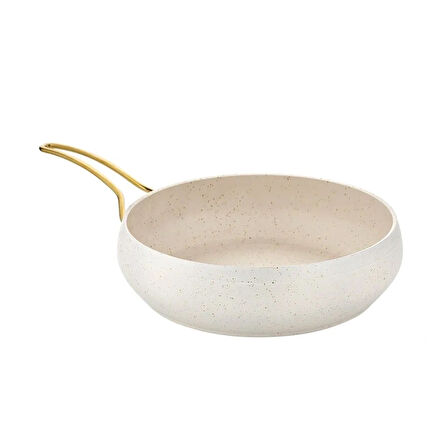 30 cm Güveç Tava Gold Saplı - Krem