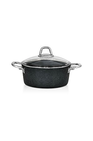 26 cm Granit Derin Tencere Metal Saplı - Siyah