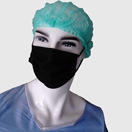 MASKOK 3 KATLI TELLİ SİYAH KORUYUCU MASKE 50 ADET