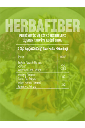 Herbafiber Bitkisel Kökenli Lif Kaynağı, Prebiyotik, 60 gr