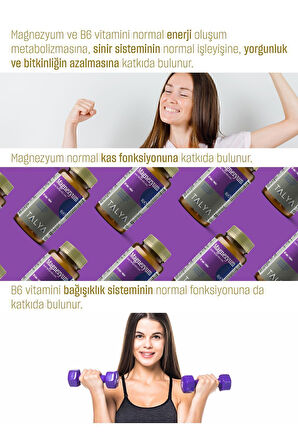 Magnezyum Malat Magnezyum Sitrat Vitamin B6 Içeren Takviye Edici Gıda, 60 Tablet