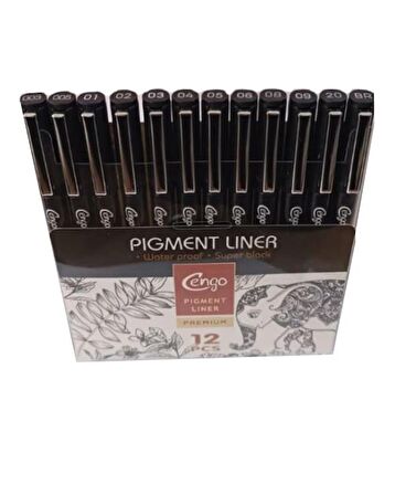 Cengo Pigment Liner Teknik Çizim Kalem Seti 12li