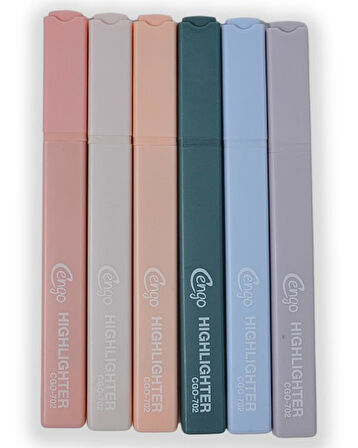 Cengo Kare Tipi Highlighter Fosforlu Kalem Cream Renkler 6lı Set CGO702