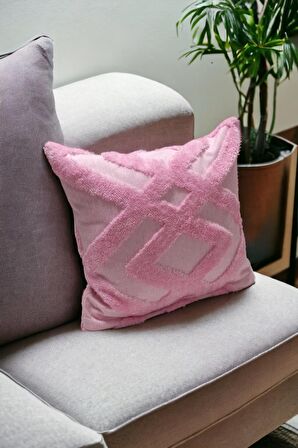 Bohem Dekoratif Yastık Kılıfı Kırlent Kılıfı 43x43 Cm Pembe