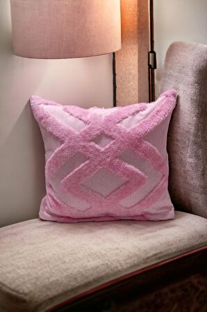 Bohem Dekoratif Yastık Kılıfı Kırlent Kılıfı 43x43 Cm Pembe