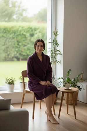 Lumor Şal Yaka Wellsoft Peluş Yumuşak Sabahlık  | Mor