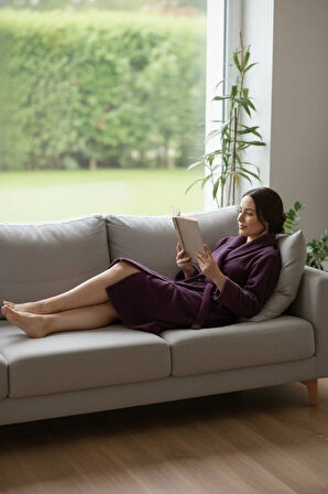 Lumor Şal Yaka Wellsoft Peluş Yumuşak Sabahlık  | Mor