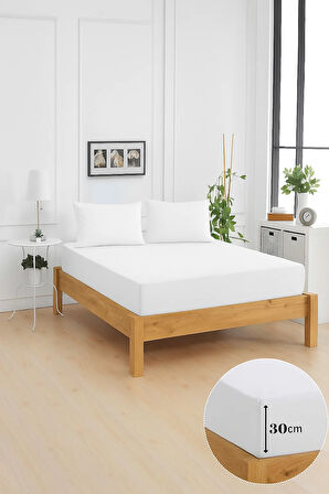Mirava Premium %100 Pamuk Penye Lastikli Tek Kişilik Çarşaf Takımı (1 Yastık Kılıfı Dahil) Beyaz 120x200cm